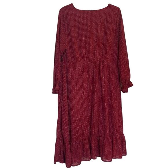 Plus Size 14 - 16 1x BloomChic • Textured Pocket Lantern Sleeve Flutter Dress - Picture 3 of 8